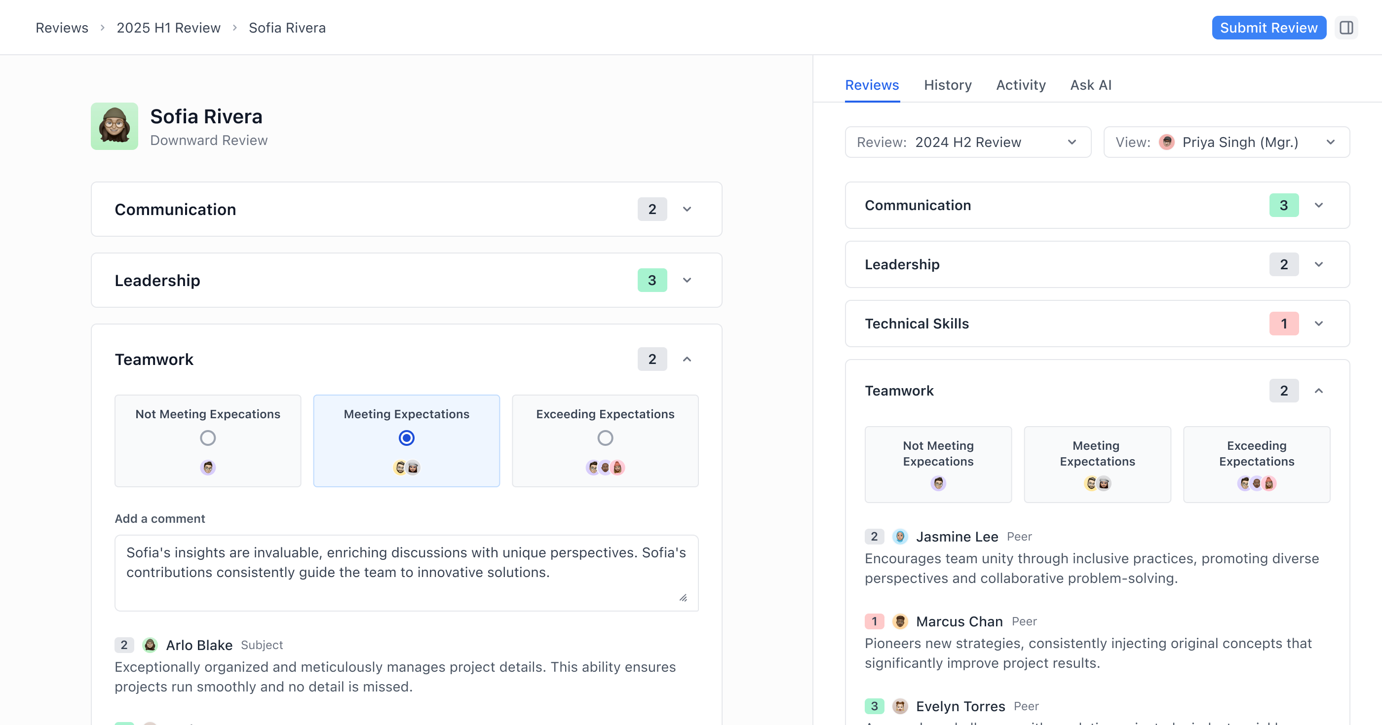 Topicflow review with sidebar - context panel view